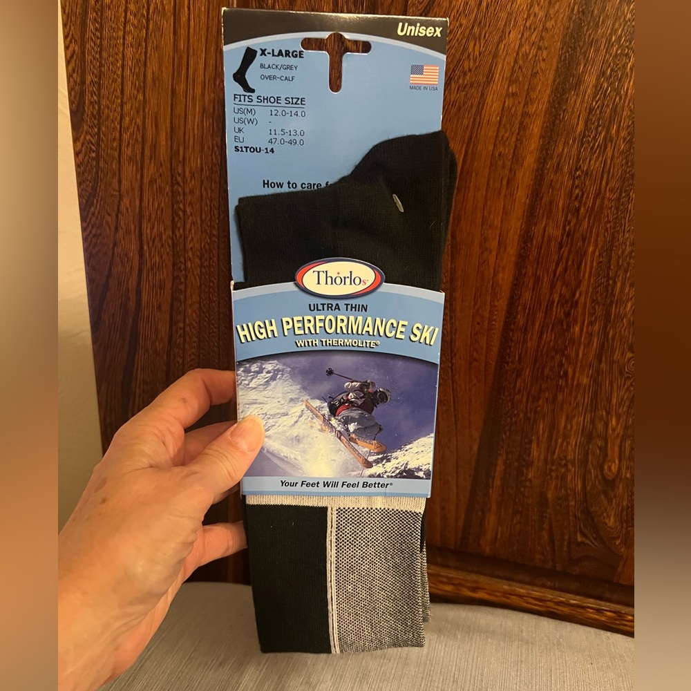 Thorlo Ultra Thin High Performance Ski Socks with Thermolite, new, men XL 12-14